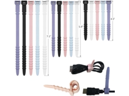 Abraçadeiras Zip Silicone Reutilizáveis 3 Tamanhos, Organizador Cabos ZYBLSSBB