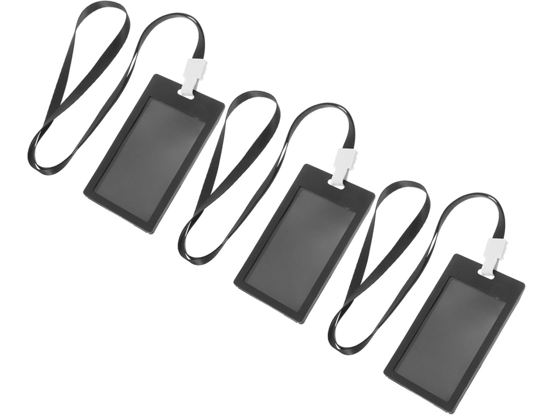 Lurelia Porta-crachá Transparente Com Cordão Em Poliéster E Plástico Preto Para Escritório E Escola