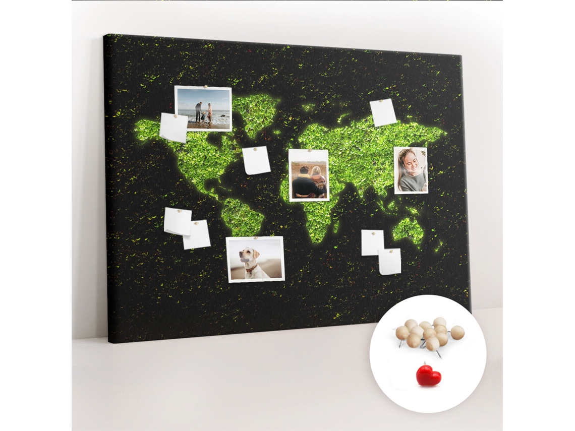 Quadro De Cortiça Mapa-múndi Para O Quarto Das Crianças Espelharte (140x100 Cm)
