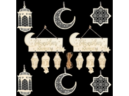 Laxiscreed Conjunto De 2 Lanternas Decorativas Em Madeira Hexagonal Para Festas