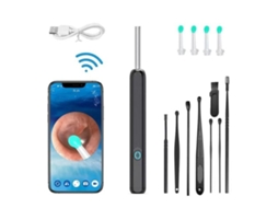 Limpador De Ouvidos, Câmera Auricular Sem Fio Hd, Preto, 8 Peças
