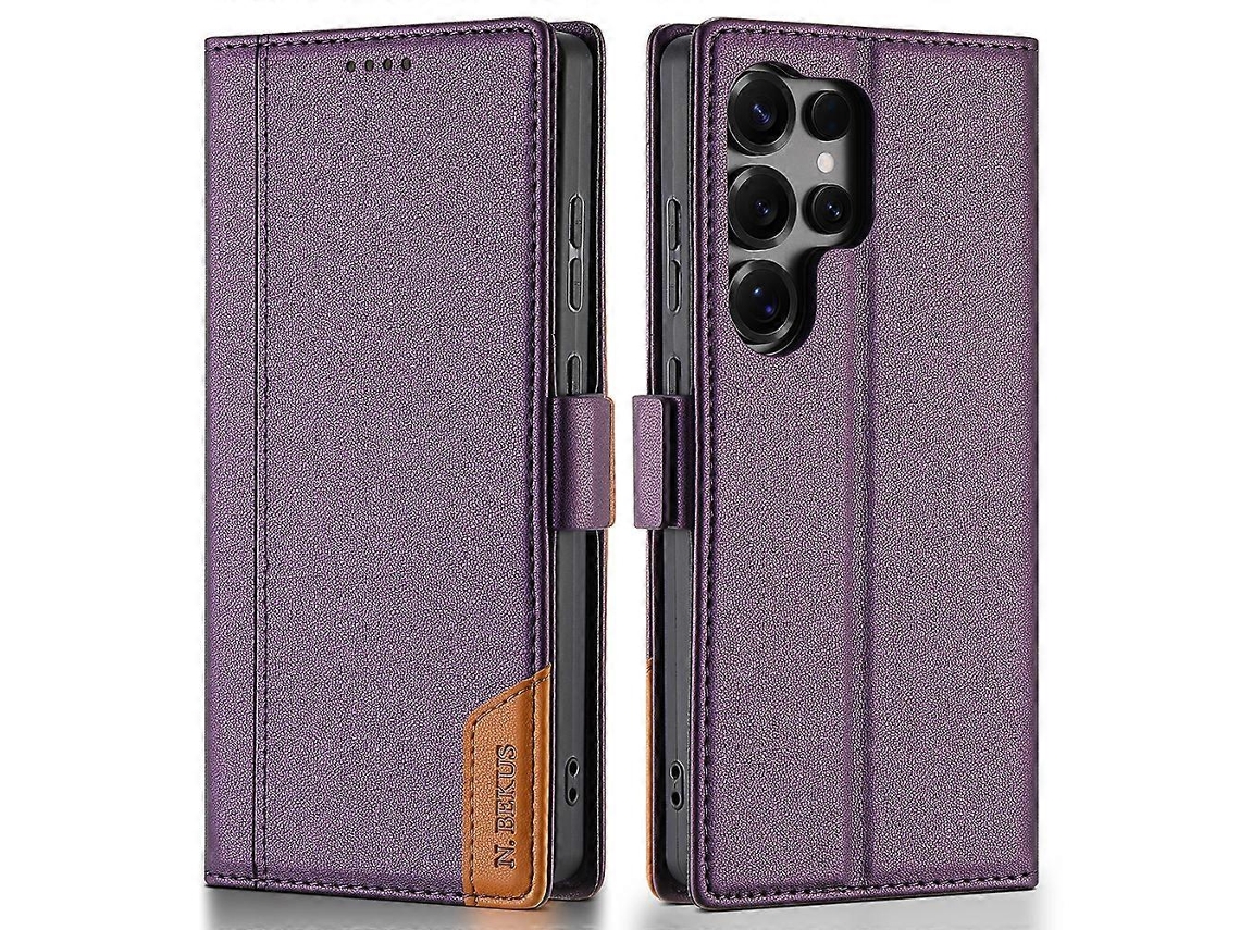 Capa Tkdaddy N.bekus P3 Para Samsung Galaxy S25 Ultra Com Bloqueio Rfid E Suporte Tipo Carteira Em Couro Pu, Capa Flip Roxa