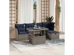 Vidaxl Conjunto De Sofá De Jardim Com 6 Peças E Almofadas Em Rattan Sintético Cinza
