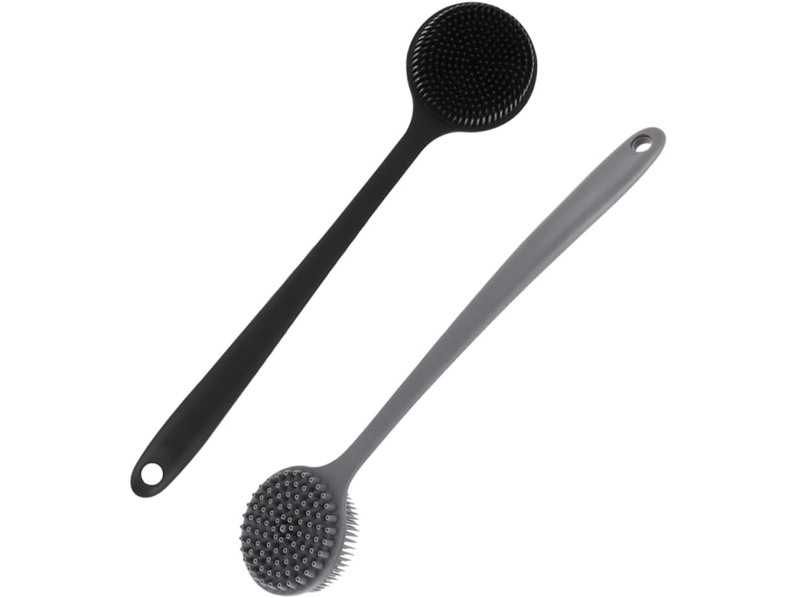 Escova De Silicone Healeved Com Cabo Longo, Pacote Com 2 Unidades, Esfoliante Corporal Suave, Prática E Fácil De Usar