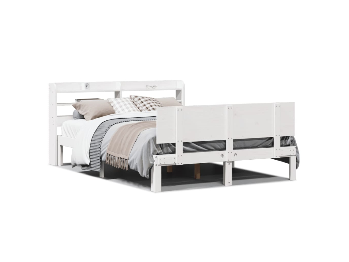 Bed Frame, Bed Frames Vidaxl Branco Madeira De Pinho (140 X 200 Cm)