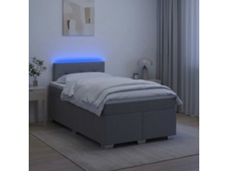 Vidaxl Cama Box Spring Com Colchão E Led Cinzento-claro 120 X 190 Cm