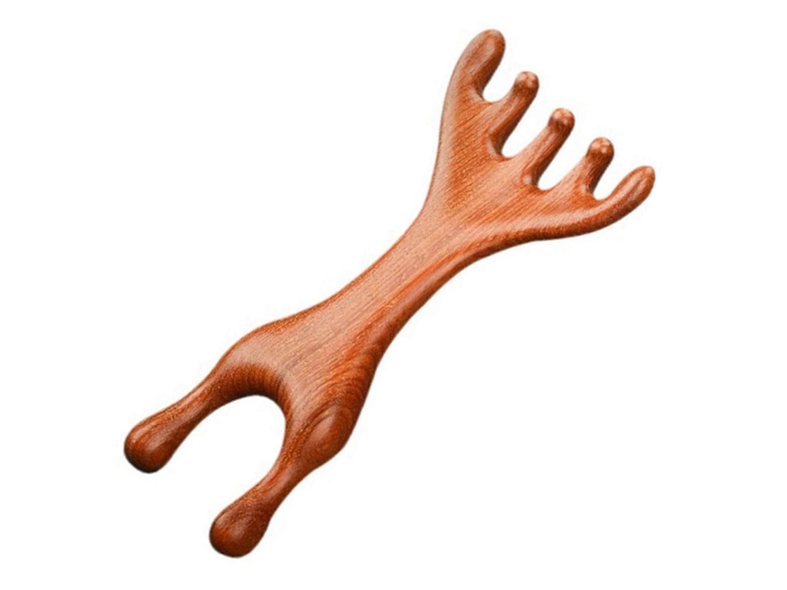 Pente De Massagem De Sândalo Meridian De Seis Garras, Para Massagem Capilar E Cuidado - Elysve