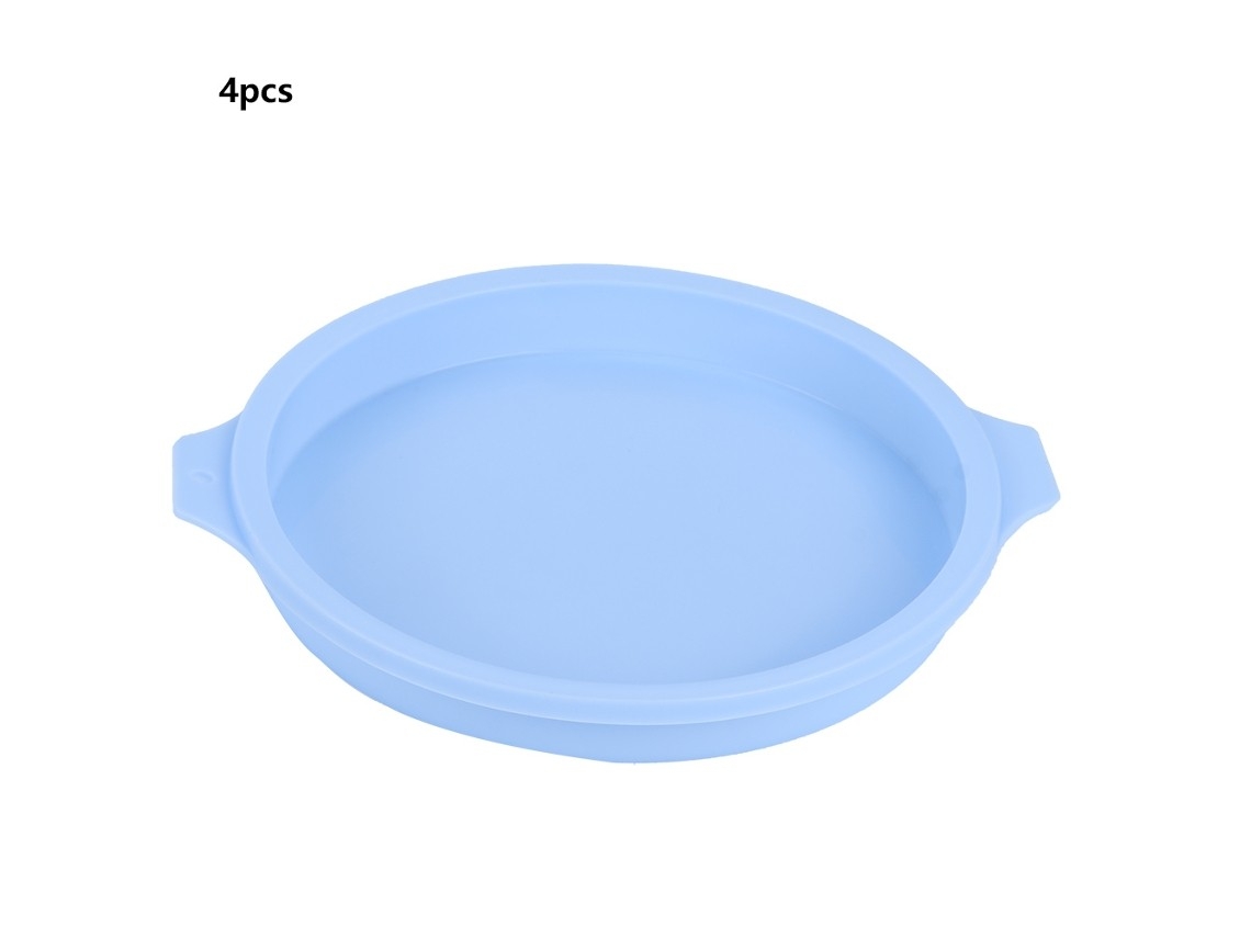 Conjunto De 4 Formas Redondas De Silicone Para Bolo, 20 Cm (8 Polegadas), Azul.