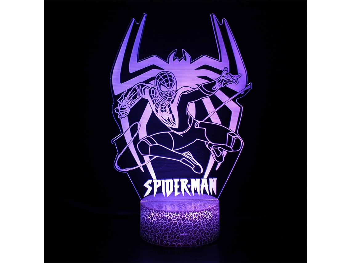 Lmpada Led 3d Do Homem Aranha Com Controle Por Toque E Alimentao Usb Aquaforge