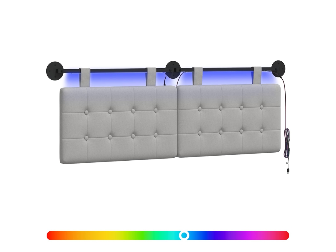 Conjunto 1 Cabeceira De Quarto Vidaxl Cinzento Tecido (130 X 55 X 5 Cm)