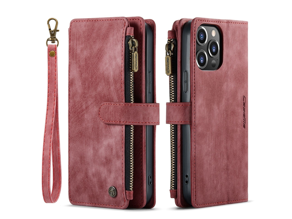 Capa De Couro Para Celular Carteira Para Cartõesvermelho - Iphone 16 E