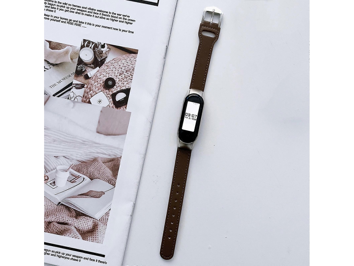 Pulseira De Couro Com 8 Fivelas Para Xiaomi Mi Band 5/6
