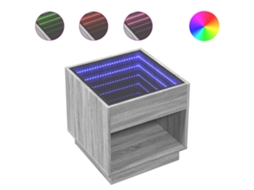 Mesa de cabeceira com LED Infinity Cinzento Sonoma 50x50x50 cm MAISON EXCLUSIVE