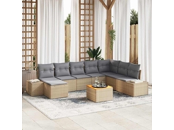 Vidaxl Conjunto De Sofá De Jardim 9 Unid. Bege E Cinzento Claro