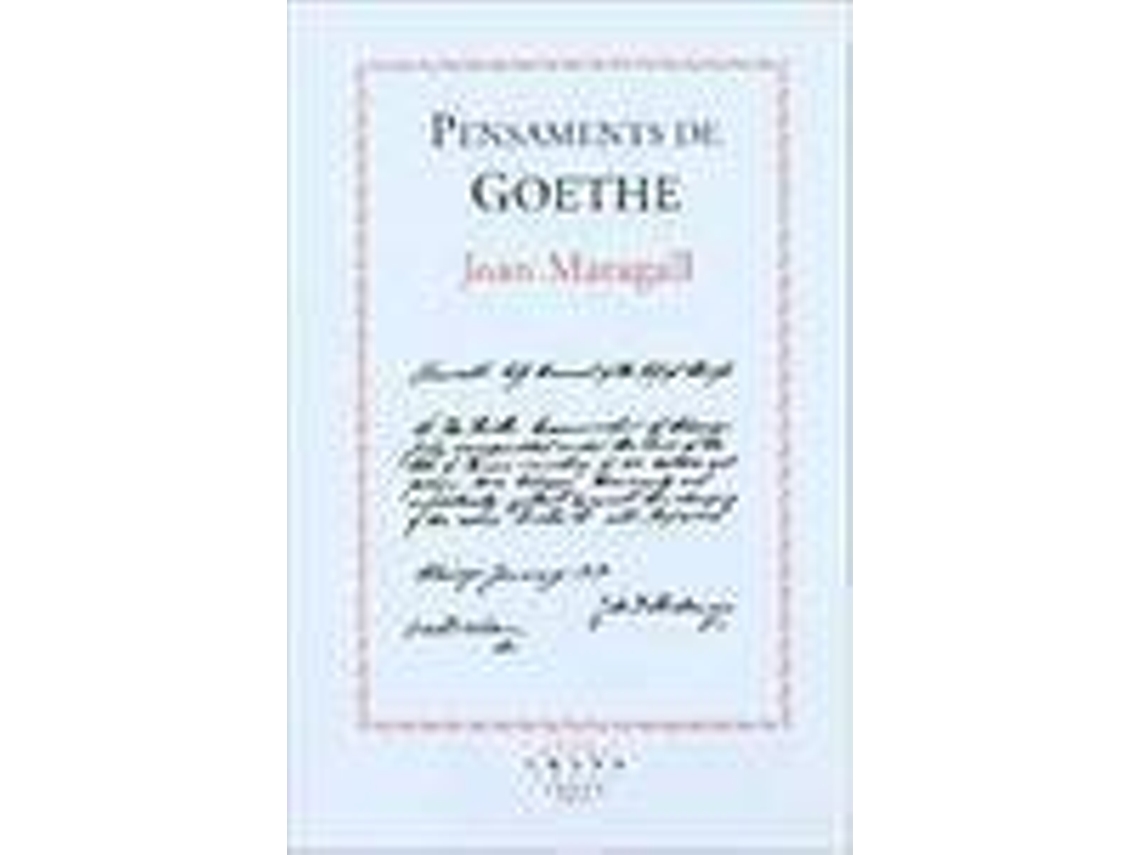 Livro Pensaments De Goethe de Joan Maragall (Espanhol)