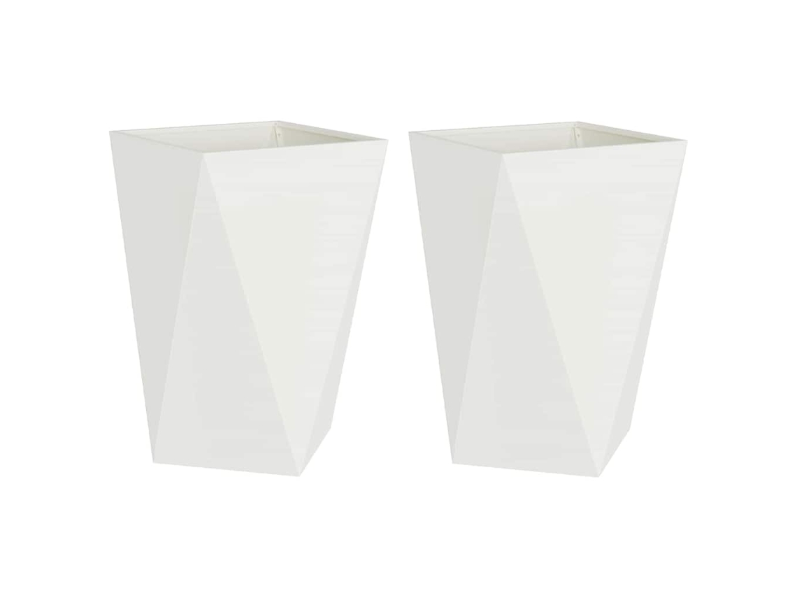 Conjunto 2 Caixa De Vaso Vidaxl Branco Aço (50 X 50 X 75 Cm)