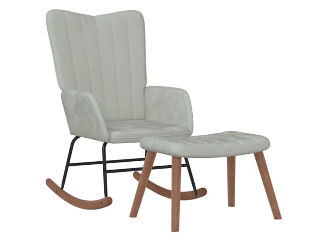 Rocking Chair With Stool, Rocking Chairs With Stools Vidaxl Cinzeto Veludo