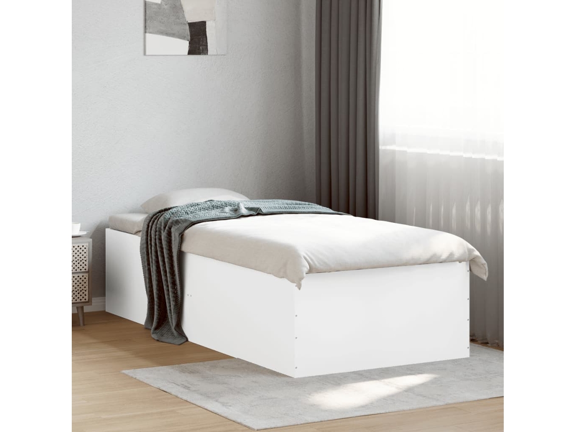 Vidaxl Estrutura De Cama 75x190 Cm Derivados De Madeira Branco