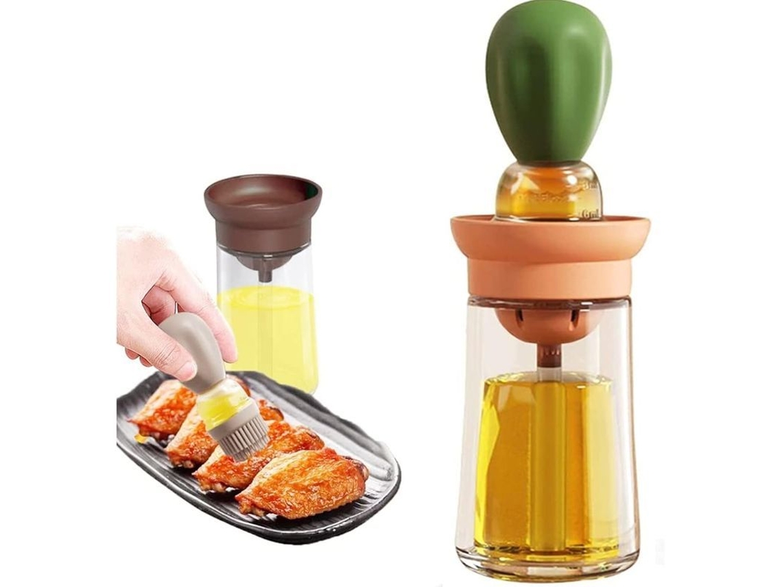 Rebe-bottle Dispensador de Óleo 2 em 1 para Cozinha, Churrasco, Assar Peru e Bolos - Silicone Resistente a Altas Temperaturas