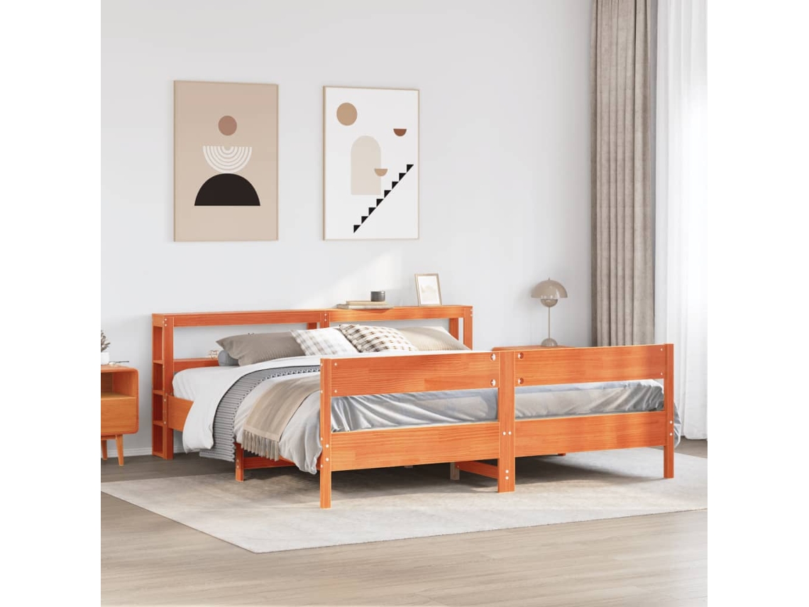Cama Sem Colchão 180x200 Cm Pinho Maciço Castanho-mel