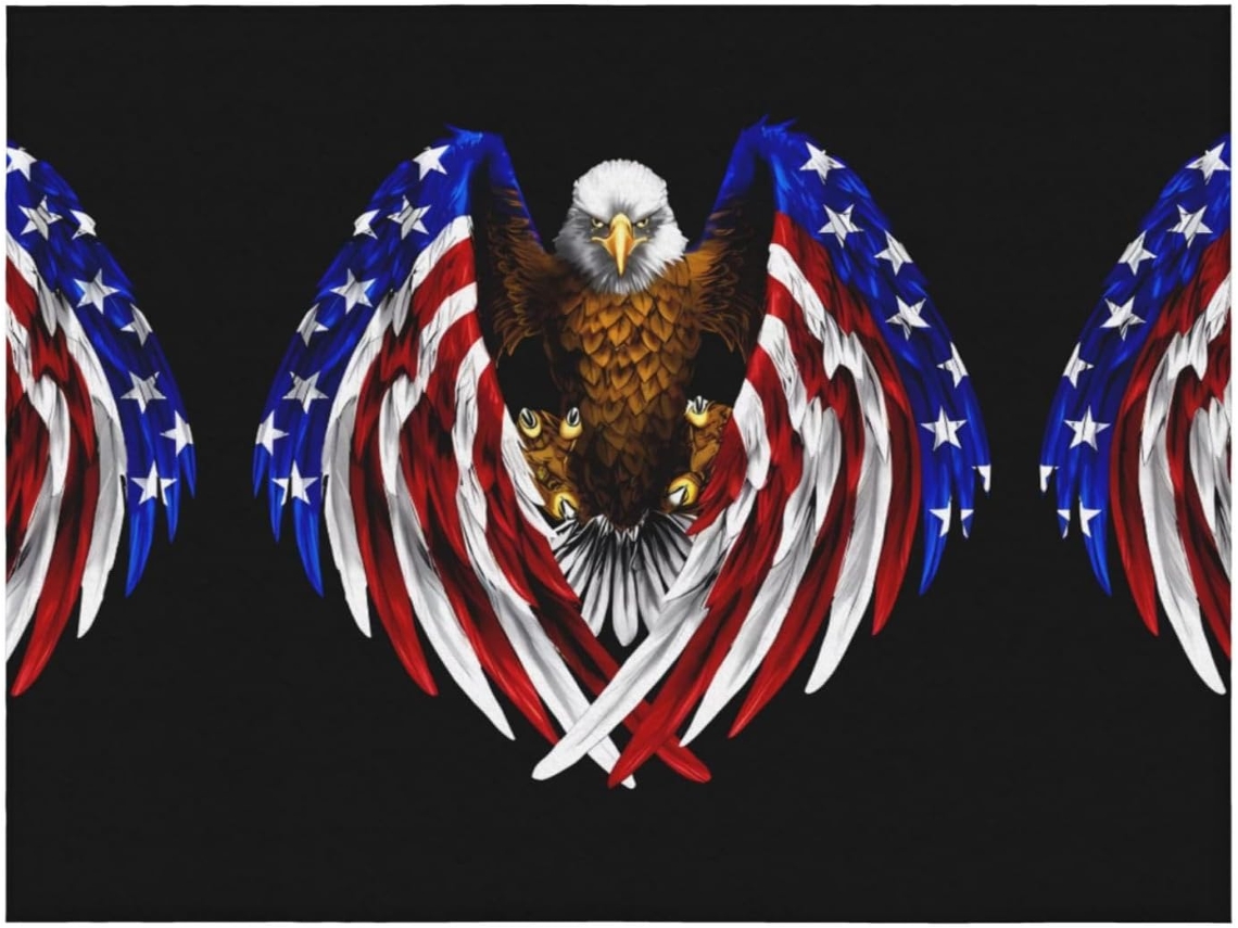 Manta de Flanela Ultramacia Phayah com Estampa Patriótica da Águia Americana Ideal para Sofá Cama Sala Estar e