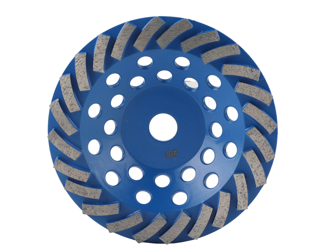 Disco de desbaste diamantado tipo copo, 24 dentes, azul, 180 mm, malha 30, para polimento de concreto, pedra e cimento.