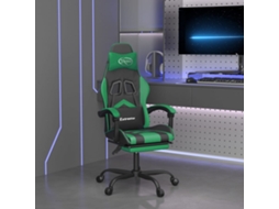 Vidaxl Cadeira Gaming Giratória C/ Apoio Pés Couro Artif. Preto/verde