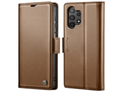 Capa Para Samsung Galaxy A13 5g Borboleta Fivela Litchi Textura De Telefone De Couro Rfid Antirroubo Marrom