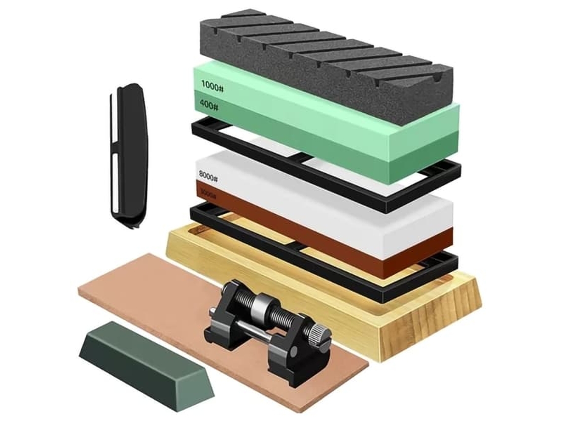 Kit De Pedra Amolar Para Afiar Facas / Bloco Afiador 400/1000/3000/8000 Aquaforge