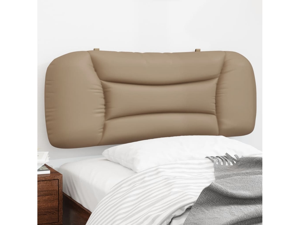 Vidaxl Almofadão De Cabeceira Hvar 100 Cm Couro Artificial Cappuccino