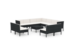 Garden Lounge Set, Garden Lounge Sets Vidaxl Preto Rattan / Vime (n/a)