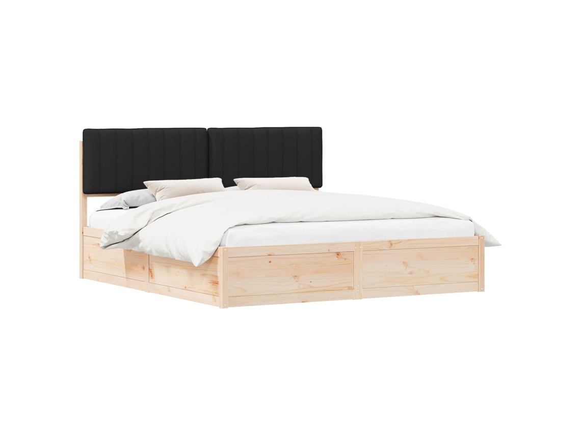 Estrutura de Cama com Cabeceira Estofada Preto 180x200 cm MAISON EXCLUSIVE
