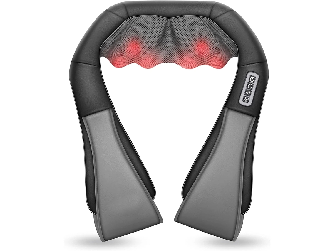 Massageador de Acupressão para Pescoço e Ombros, Almofada Elétrica de Massagem Profunda em Formato de U MDUG (preto/cinza)
