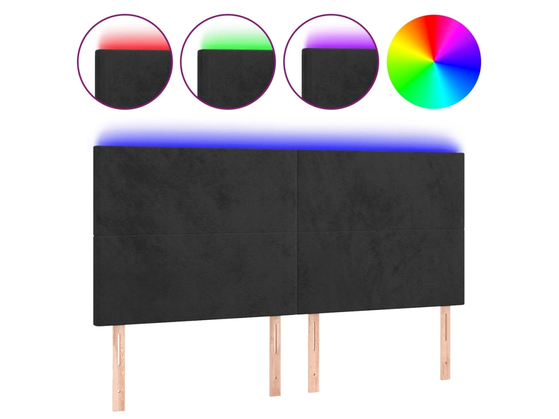 Led Headboard, Led Headboards Vidaxl Preto Veludo (160 X 5 X 118/128 Cm)
