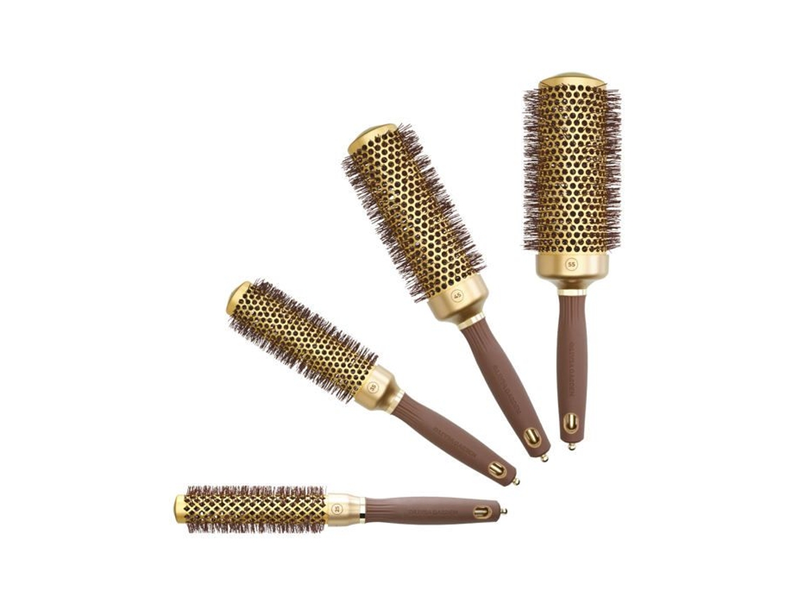 Olivia Garden Blowout Speed Round Brush Gold e Brown D45 Secagem Rápida
