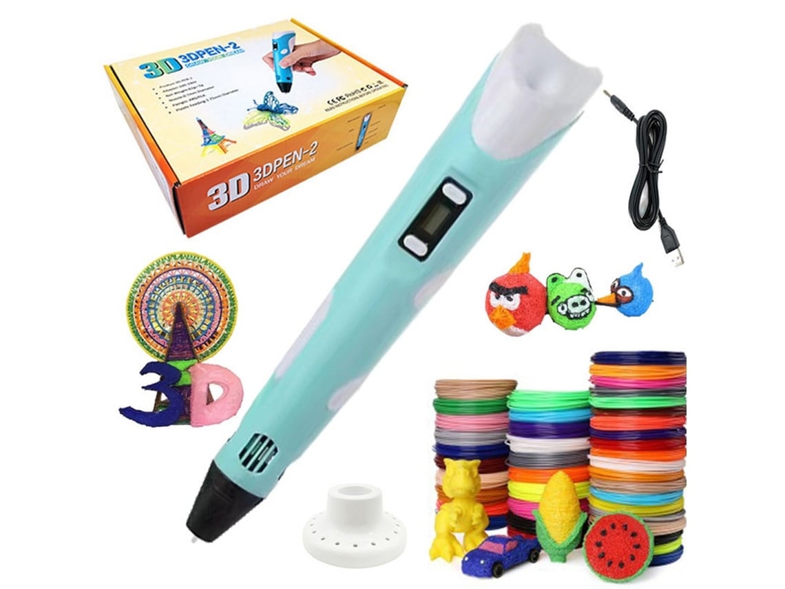 3D Caneta Impressão Inteligente 3Dblb para Brinquedos para Crianças 3M X 20 Cores Pla/Abs- Azul