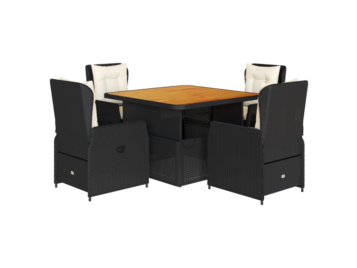 Garden Dining Set, Garden Dining Sets Vidaxl Preto Rattan / Vime (mesa Com 110 Cm De Comprimento)