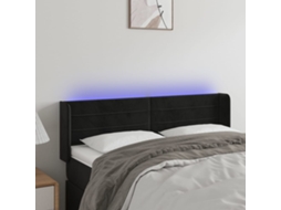 Vidaxl Cabeceira De Cama C/ Luzes Led Veludo 147x16x78/88 Cm Preto