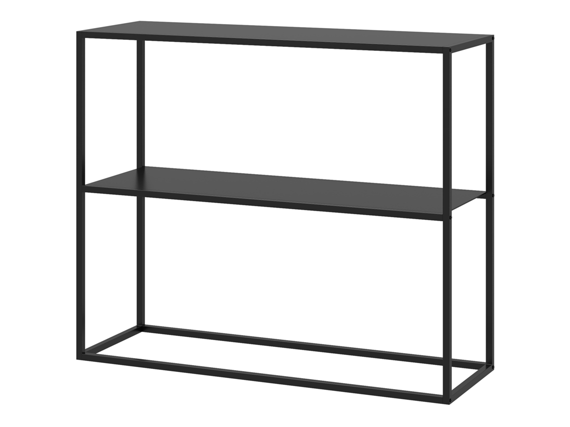 Mesa Consola Estilo Industrial De Entrada Com Prateleira Estrutura De Aço E Desenho Anti-tombo 90x30x75 Cm Preto