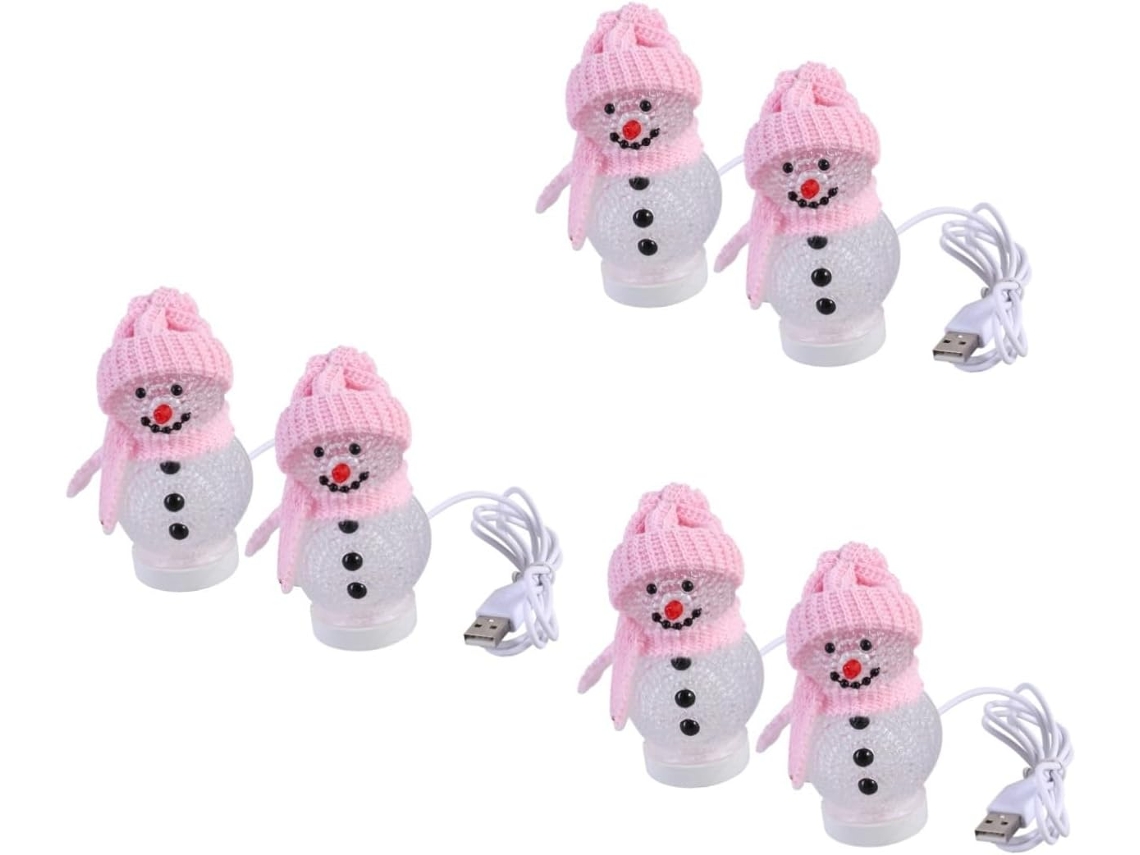 Conjunto De 6 Enfeites De Boneco De Neve Artesanais, Decoração Com Abajur, Luminária De Mesa/cabeceira, Luzes Decorativas Com Fio Gokoco