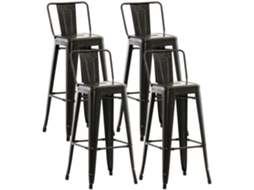 Conjunto de 4 bancos de bar Mason preto e ouro CLP