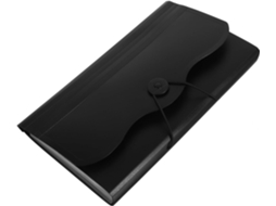 Organizador de documentos multicamadas Uonlytech, 13 compartimentos, expansível, em plástico marrom.