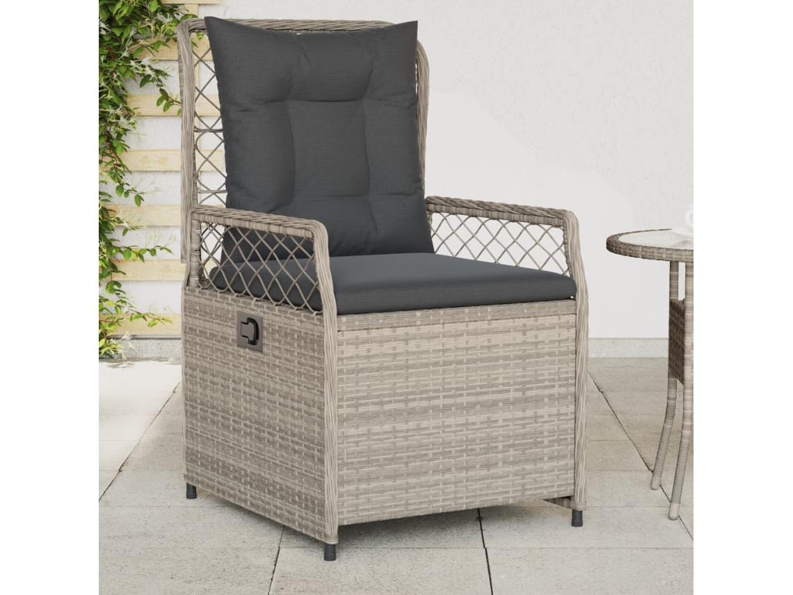 Vidaxl Cadeiras Jardim Reclináveis 2 Pcs Vime Pe Cinzento-claro