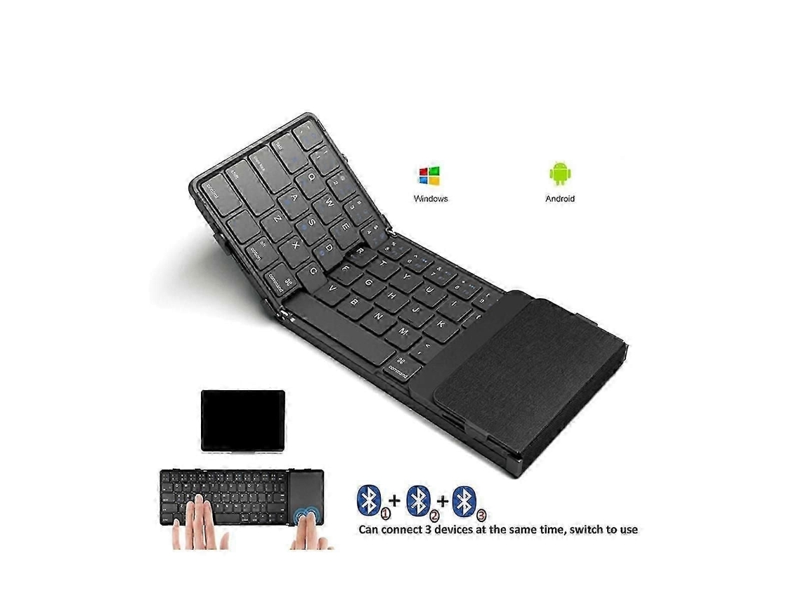 Teclado Bluetooth Dobrável Teclado Sem Fio Dobrável com Touchpad, Recarregável e Portátil. TAISHENGDA