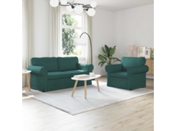 Vidaxl Conjunto De Sofás 2 Pcs Verde Escuro 175 X 82 X 80 Cm Tecido