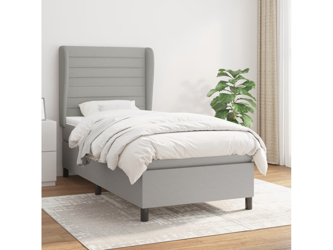 Vidaxl Cama com Molas/colchão 100x200 Cm Tecido Cinzento claro