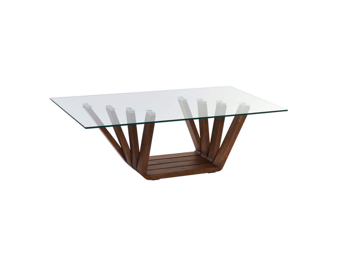 Mesa de Centro ALEXANDRA HOUSE LIVING, madeira de mangueira, pedra bege, 120x70x40cm