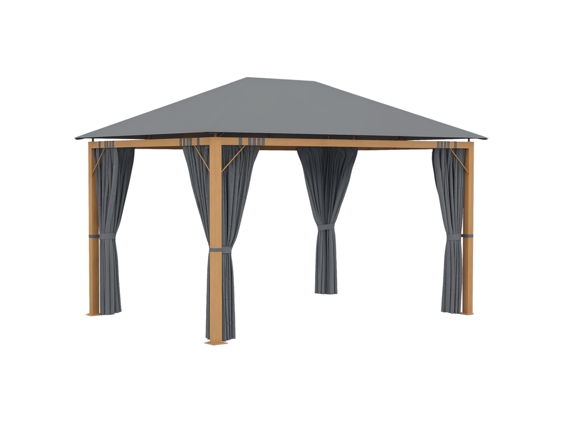 Gazebo Retangular 4x3m com Cortinas e Telhado de Poliéster Alumínio S/MARCA