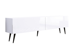 Móvel Tv : Branco Fosco / Branco Brilhante, Patas Pretas, 170 X 52 X 32 Cm 3E 3XE LIVING.COM