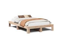 Bed Frame, Bed Frames Vidaxl Marrom Madeira De Pinho (135 X 190 Cm)
